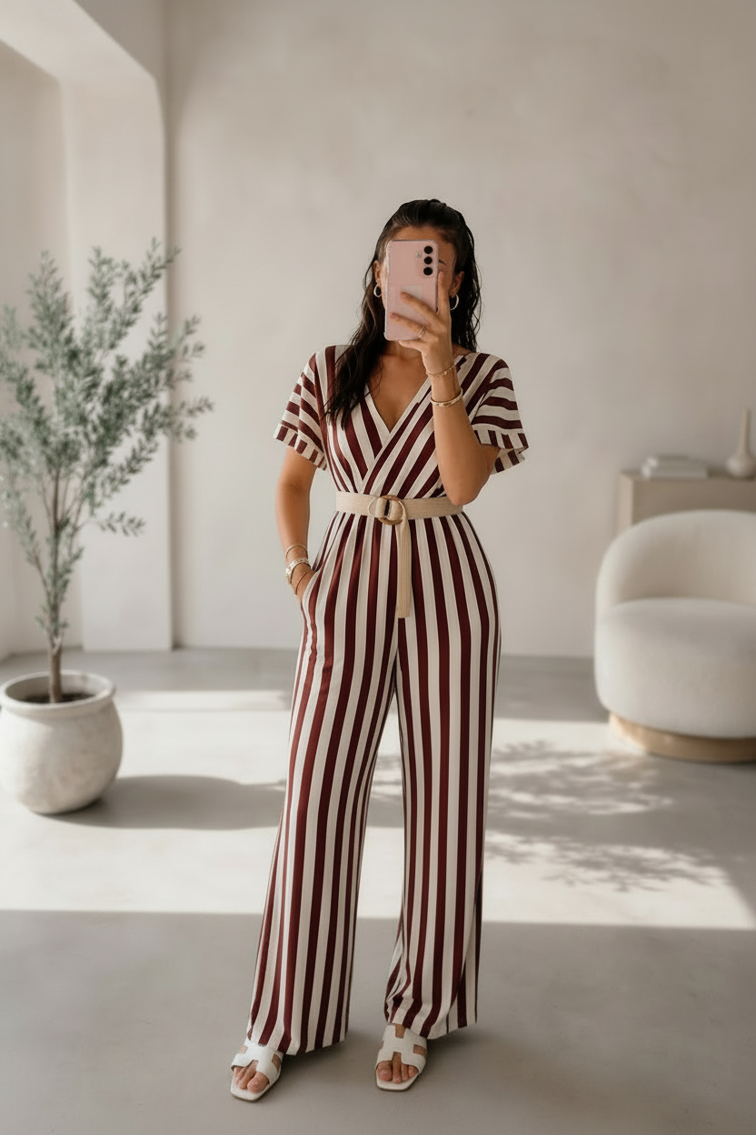 Combinaison femme rayée chic – Taille unique – vue 1