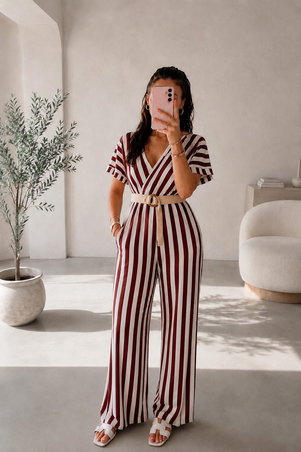 Combinaison femme rayée chic – Taille unique – vue 1