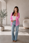 Chemise à rayures rose et blanche – Taille L – vue 1