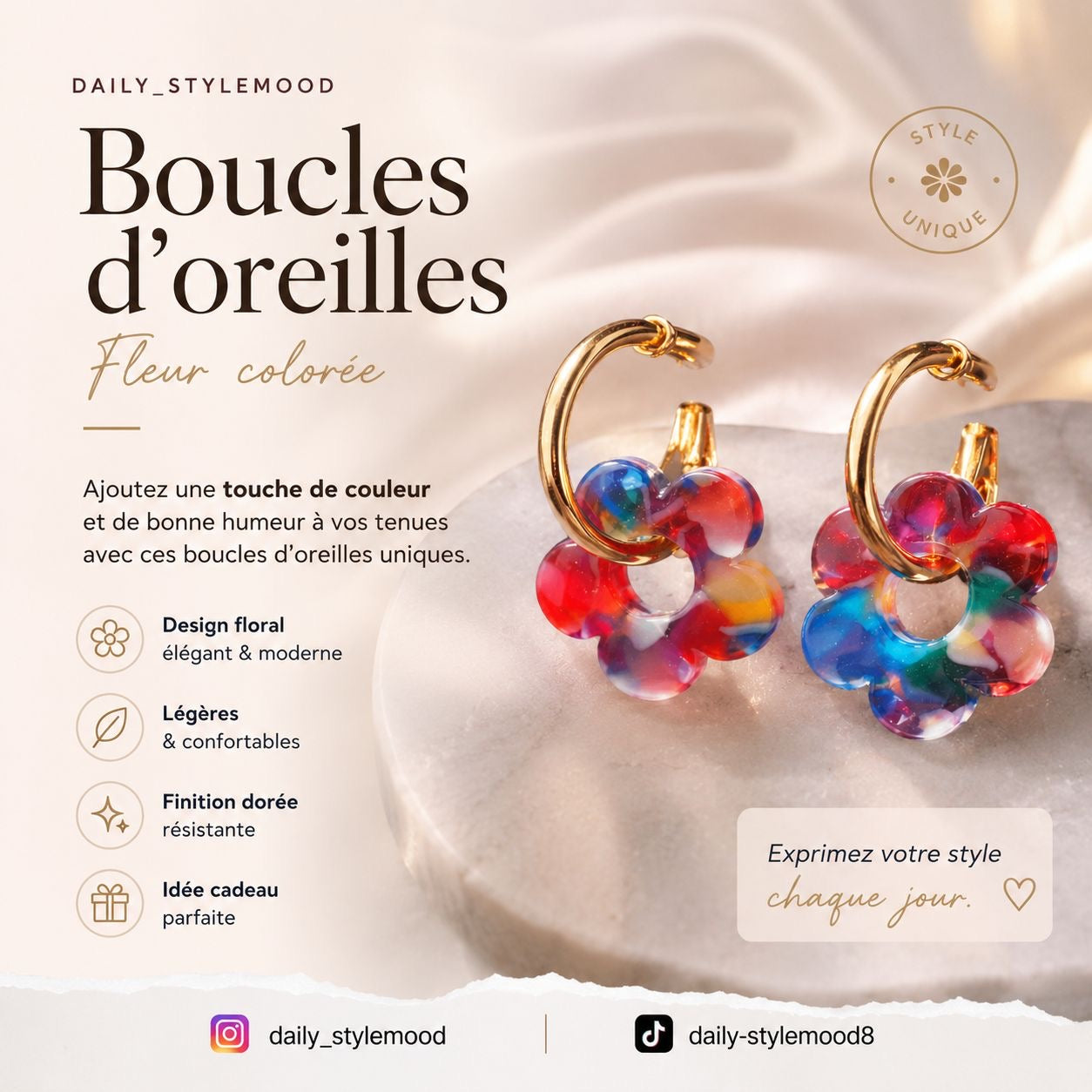 Boucles d’oreilles fleurs: