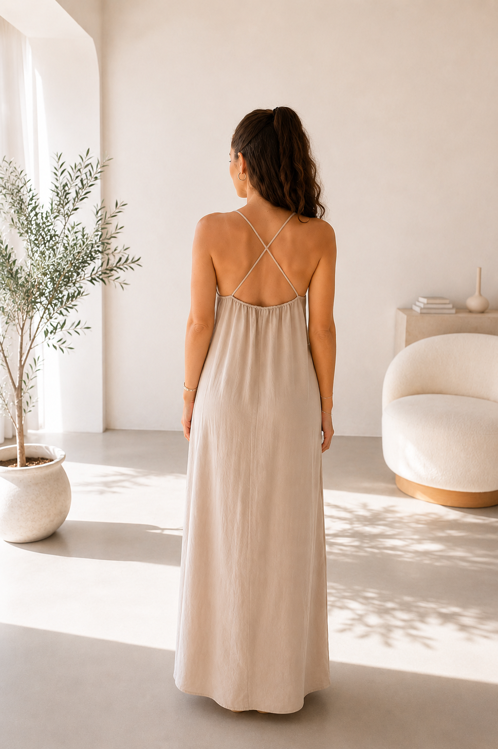 Robe longue beige – Taille unique