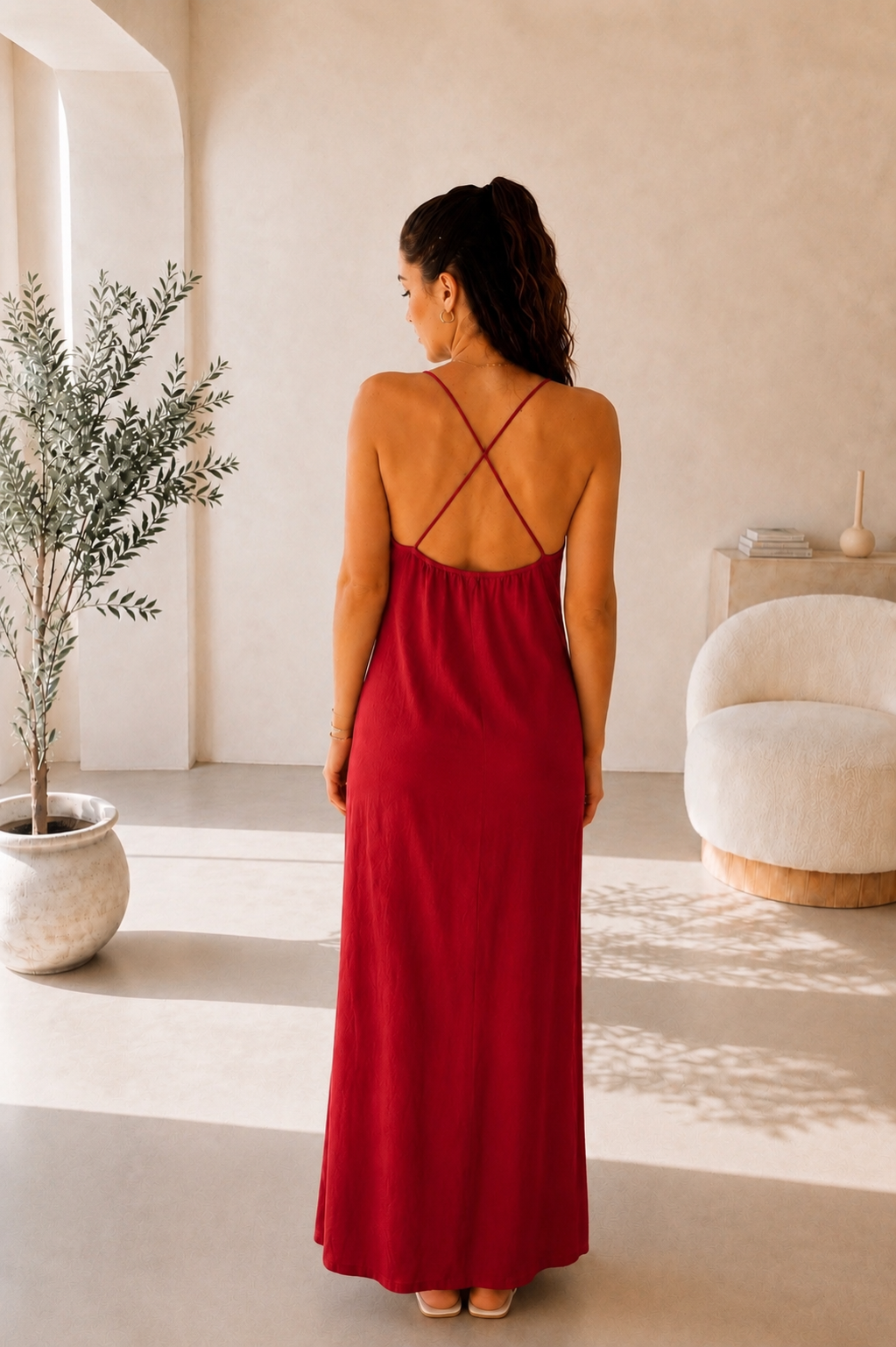 Robe longue bordeaux – Taille unique