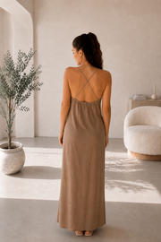 Robe longue marron clair – Taille unique – vue 2
