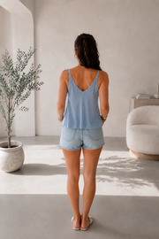 Haut pailleté femme – Bleu clair – vue 2