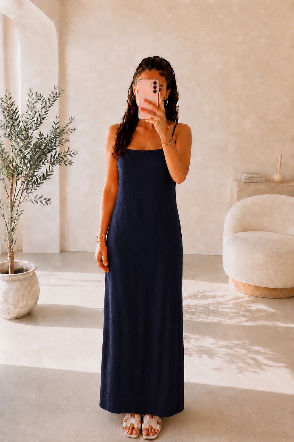 Robe longue bleu marine – Taille unique – vue 1