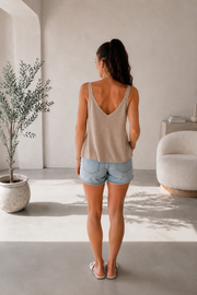 Haut pailleté femme – Beige – vue 2