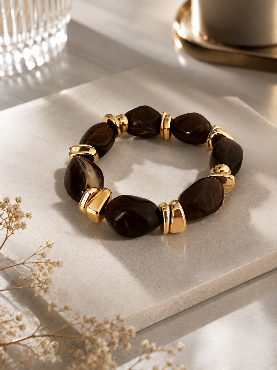 Bracelet pierre marron foncé – vue 1