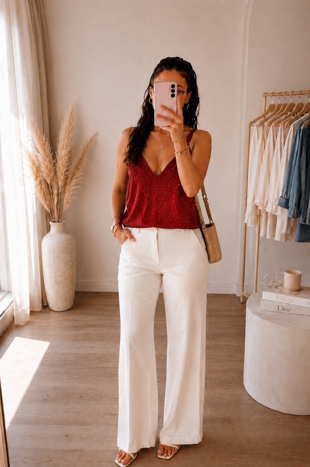 Haut pailleté femme – Rouge – vue 1