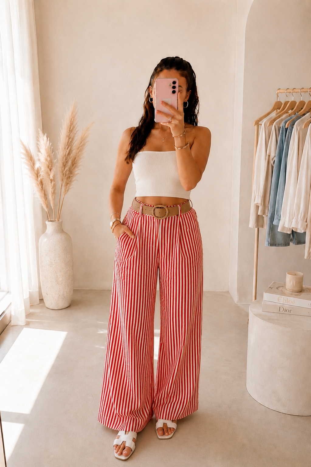 Pantalon palazzo femme – Rouge – vue 1