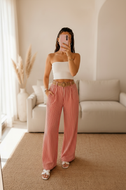 Pantalon palazzo femme – Rouge – vue 1