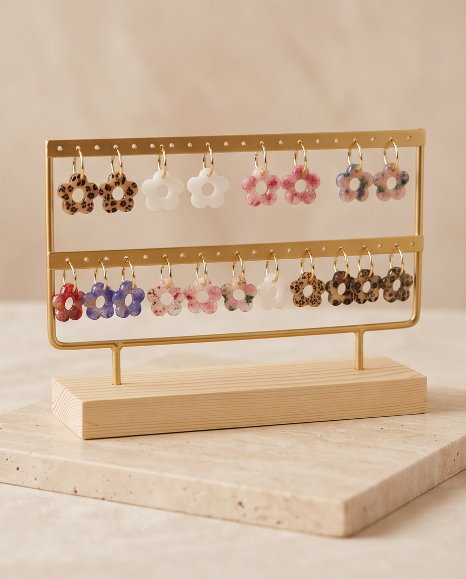 Boucles d’oreilles fleurs – vue 1