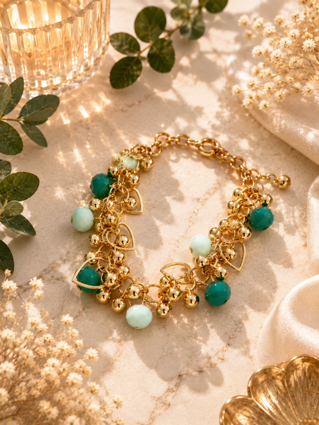 Bracelet bohème à perles turquoise – vue 1