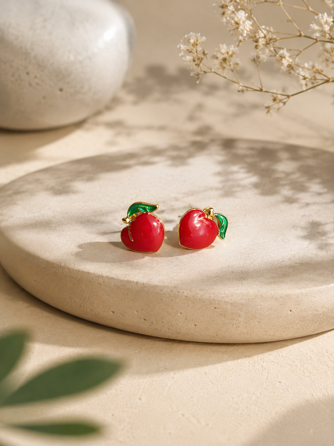 Boucles d’oreilles pomme rouge – vue 1