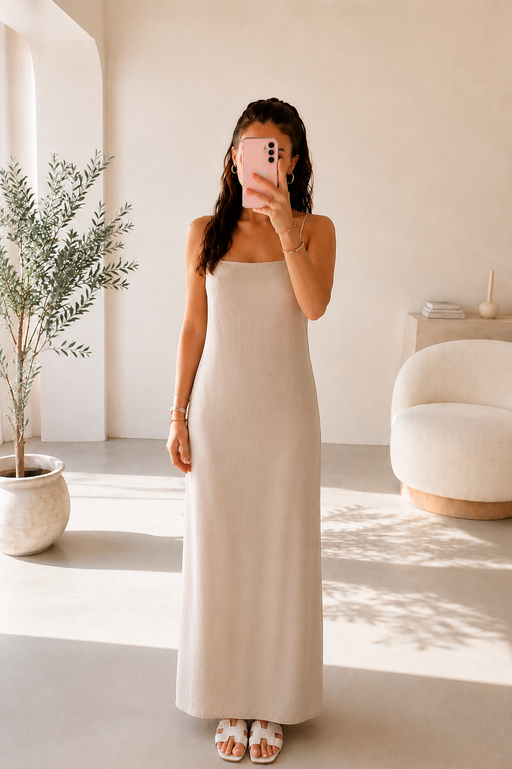 Robe longue beige – Taille unique
