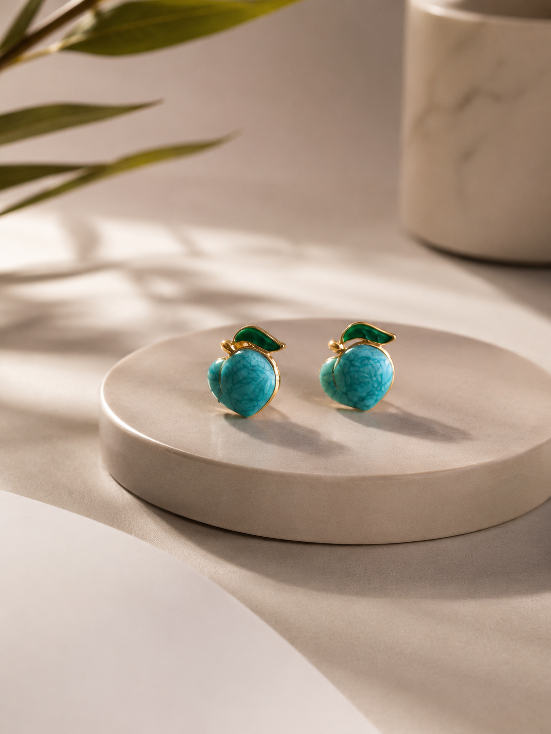 Boucles d’oreilles pomme turquoise – vue 1