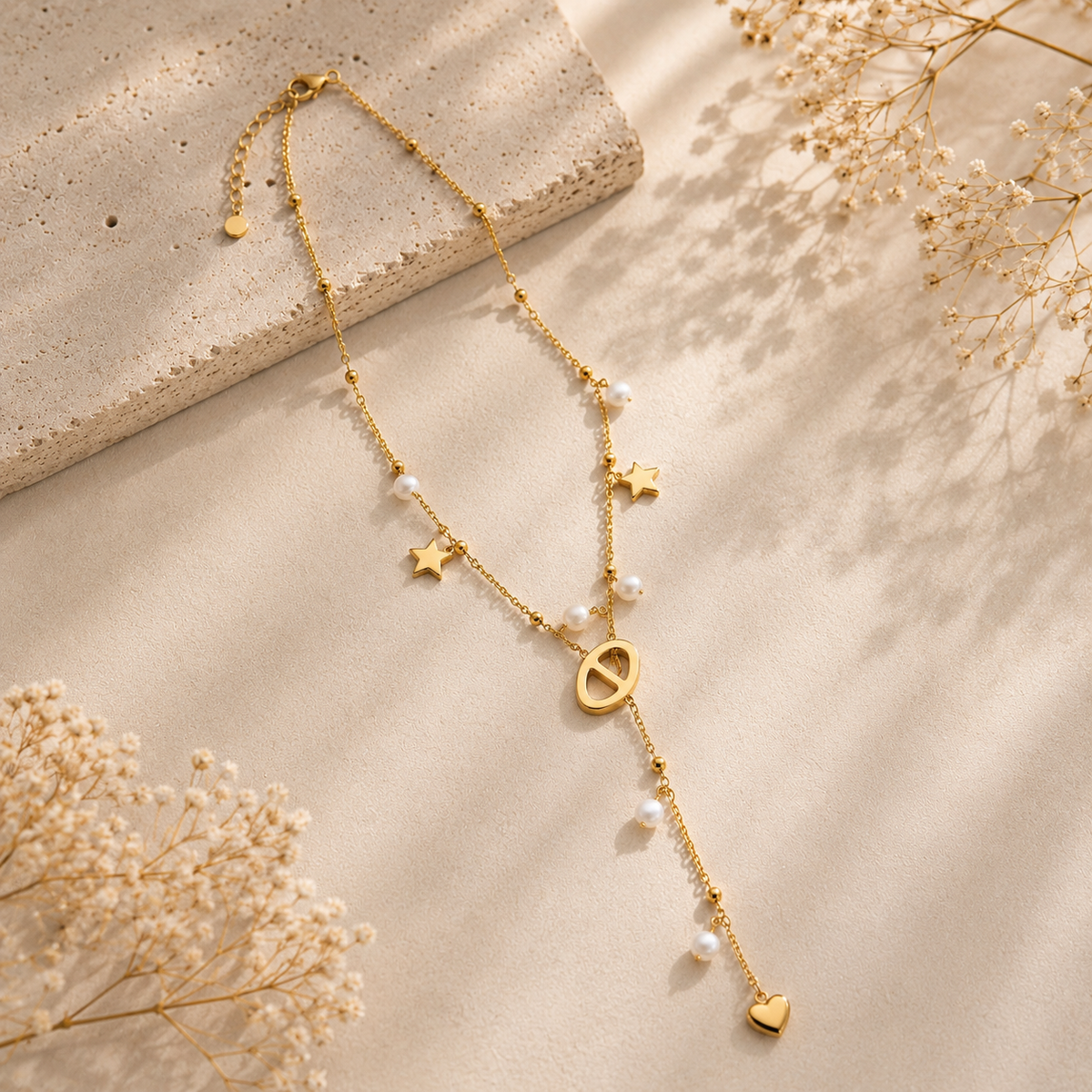 Collier multi-breloques acier inoxydable femme – bijou layering – vue 1