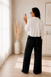 Chemise courte oversize “Lina” – Blanc – vue 2