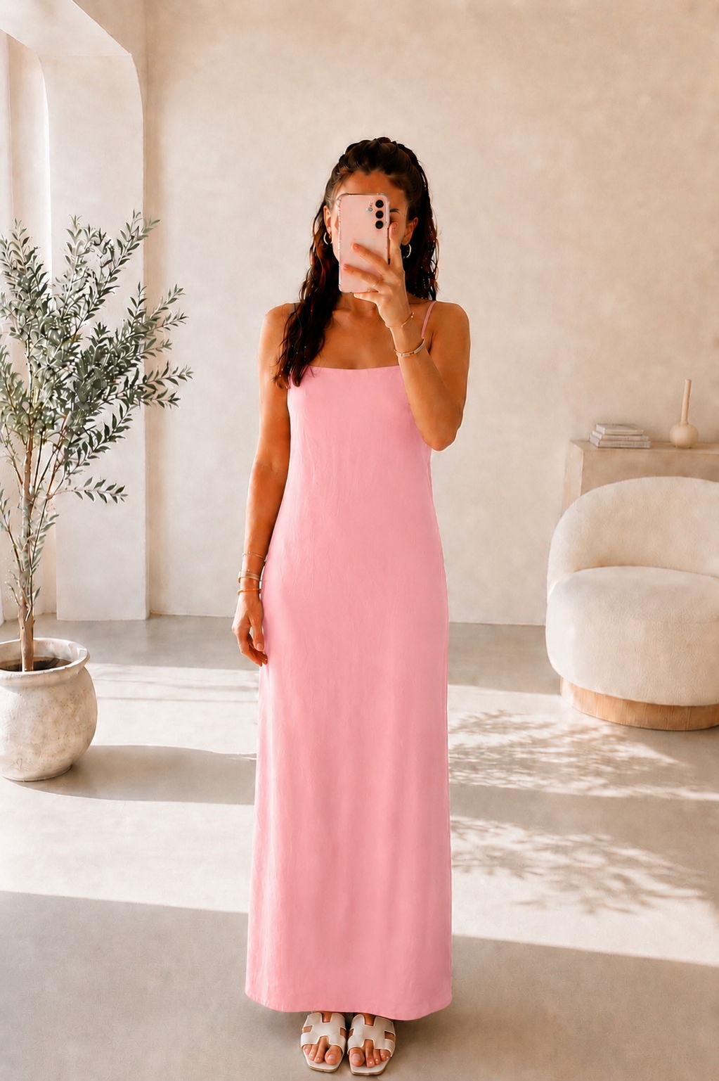 Robe longue rose clair – Taille unique – vue 1