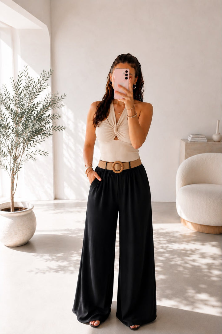 Pantalon palazzo femme – Noir