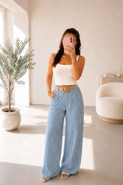 Pantalon palazzo femme – Bleu clair – vue 1