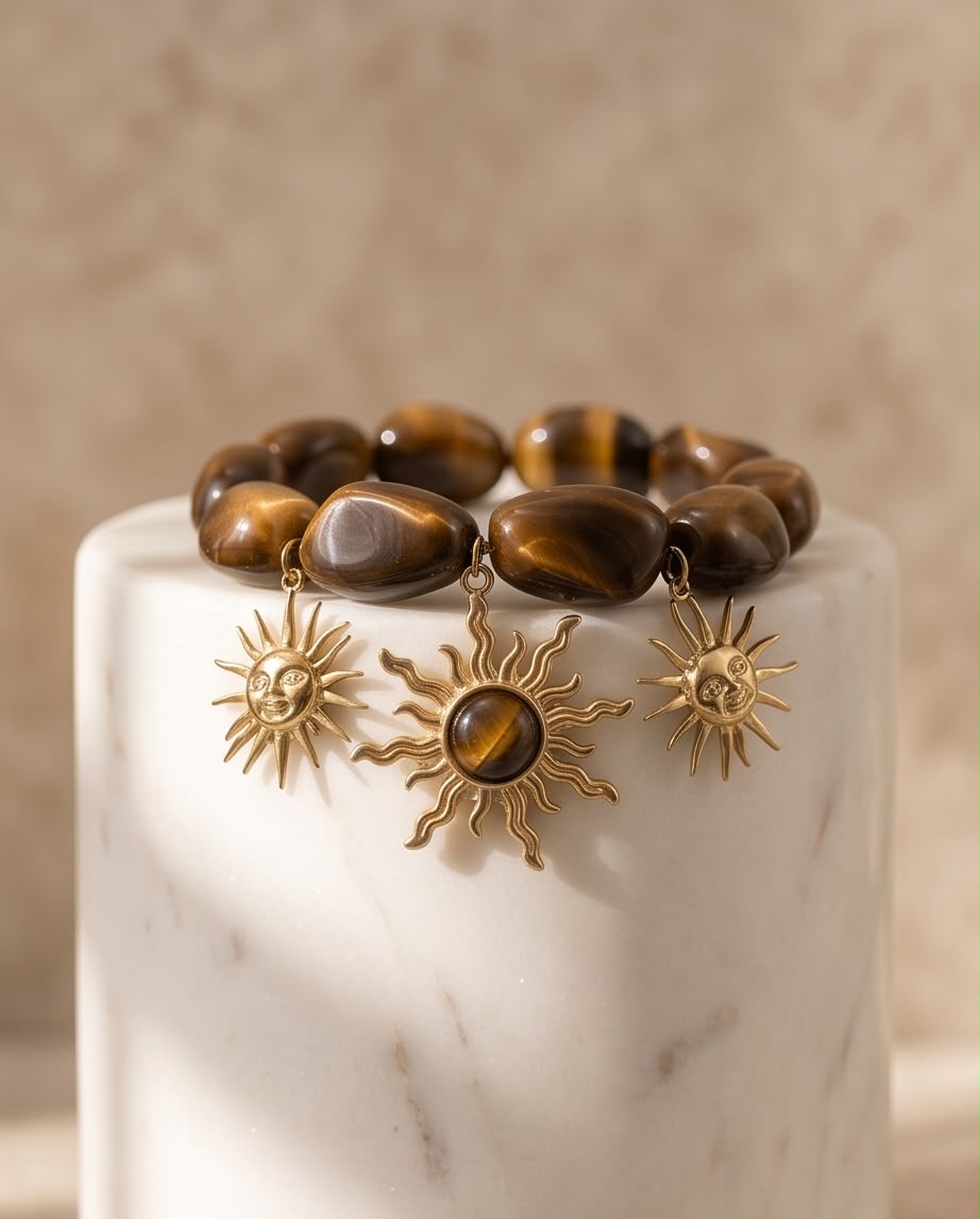 Bracelet soleil doré femme – bijou estival tendance – vue 1