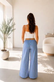 Pantalon palazzo femme – Bleu marine – vue 2