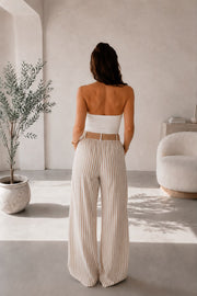 Pantalon palazzo femme – Beige – vue 2