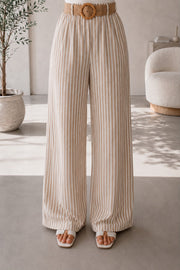 Pantalon palazzo femme – Beige – vue 3