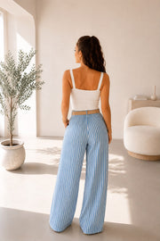 Pantalon palazzo femme – Bleu clair – vue 2