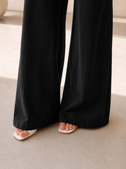 Pantalon palazzo femme – Noir – vue 3