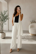 Ensemble Amelia blanc – veste longue sans manches et pantalon large