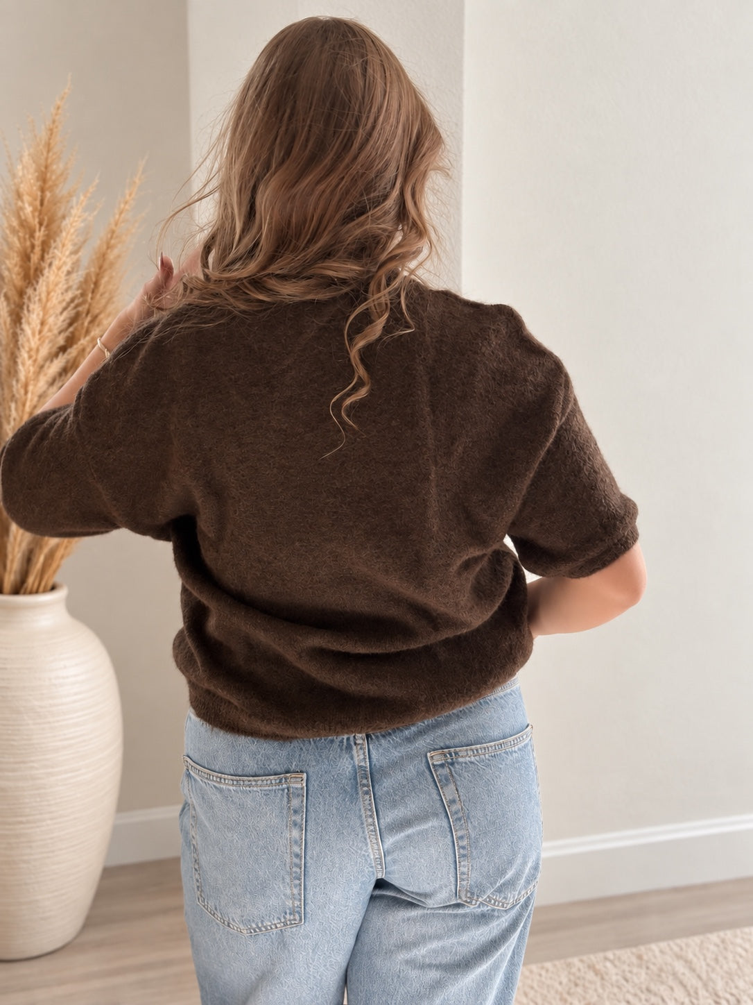 Pull cœur marron - vue de dos