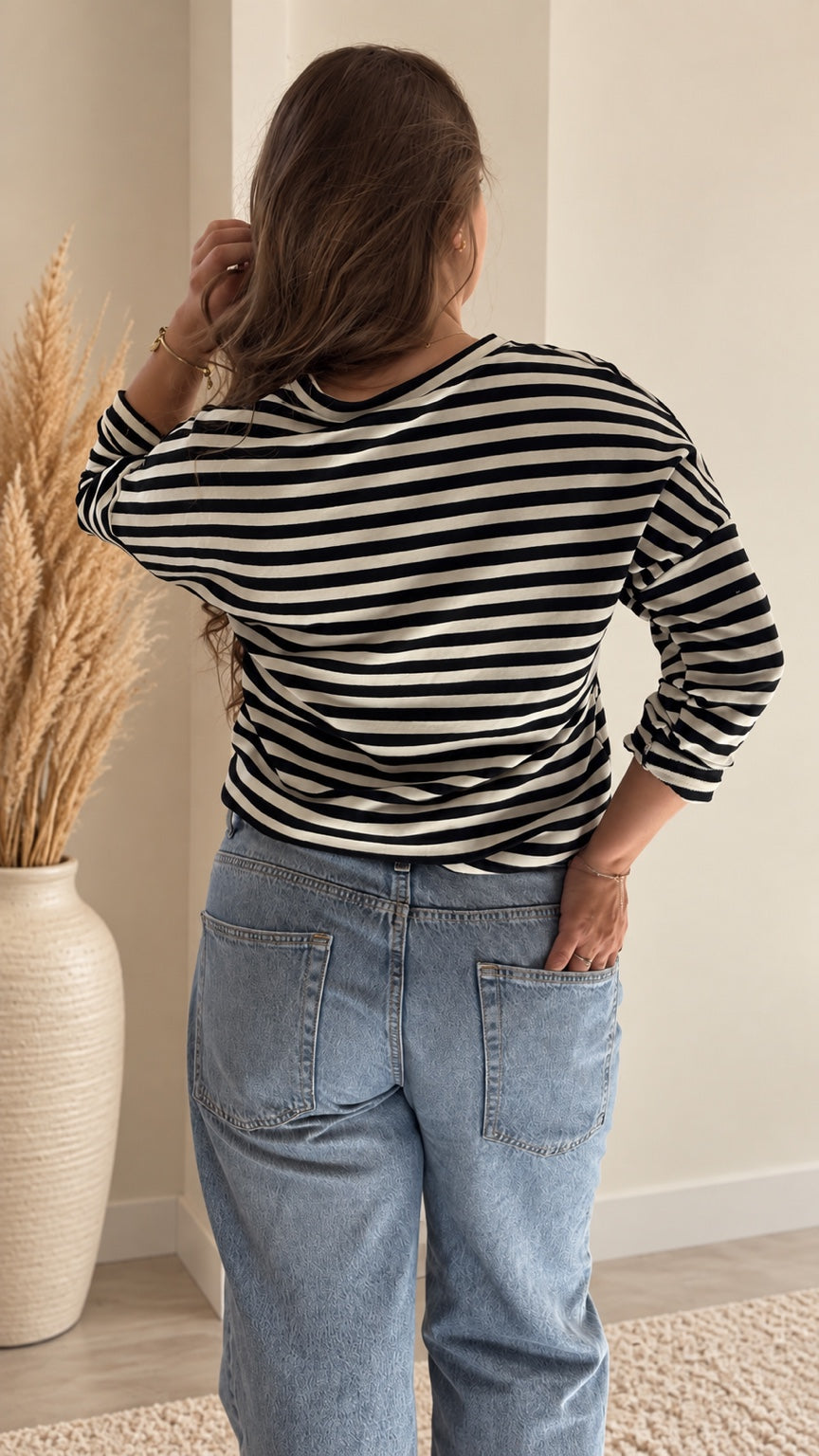 Pull Marine Luna noir et écru - dos