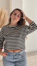 Pull Marine Luna noir et écru - face